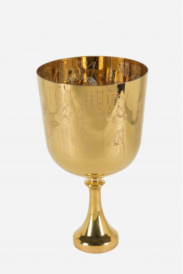 Egyptian grail - 24 karat gold - Art engraving - Singing crystal bowl